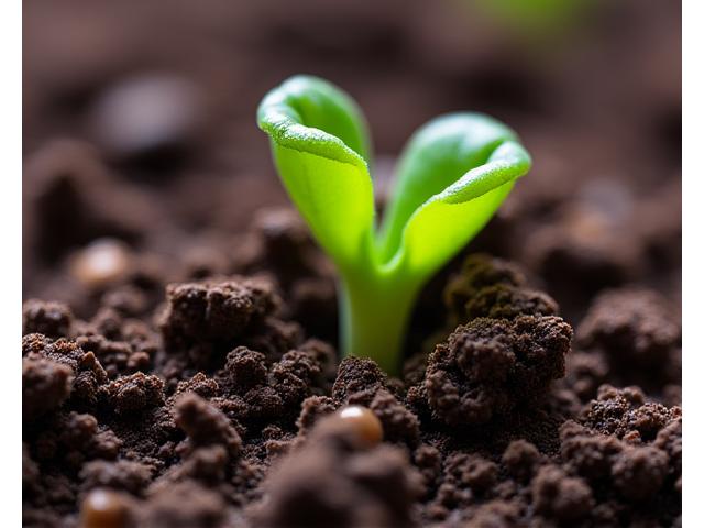 Rich, dark garden soil with a green sprout, symbolizing health